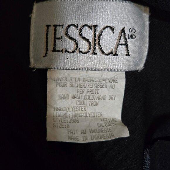 Vintage 90s Y2K Rose Print Black Midi Dress Size 8 Sleeveless Asymmetric Hem - Picture 9 of 9